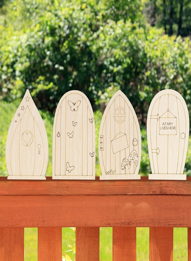 Haoser 48 Pcs Fairy Door Wooden Garden Doors Craft Mini Window Fairy House DIY Kit Unfinished Miniature Door Unpainted Fairy Window Accessories for Wall Home Party Decoration (Delicate Style) - Image 5